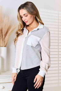 Double Take Color Block Curved Hem Shirt - Happily Ever Atchison Shop Co.