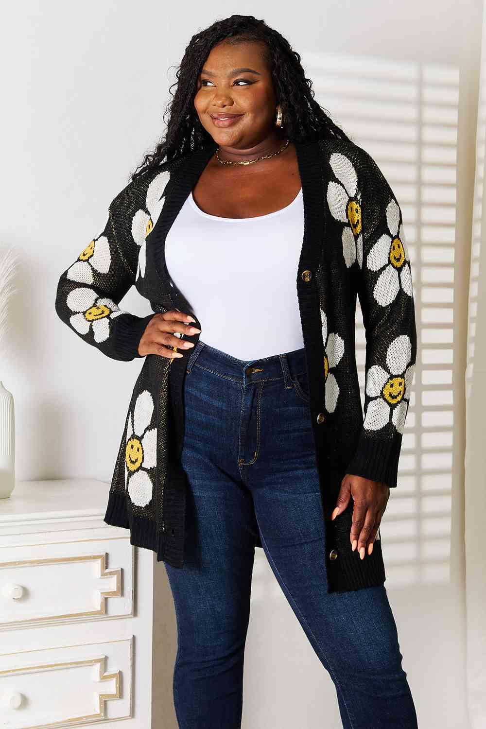 Double Take Floral Button Down Longline Cardigan - Happily Ever Atchison Shop Co.