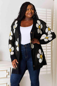 Double Take Floral Button Down Longline Cardigan - Happily Ever Atchison Shop Co.