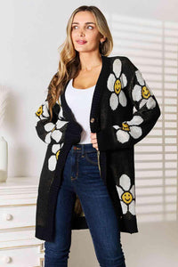 Double Take Floral Button Down Longline Cardigan - Happily Ever Atchison Shop Co.