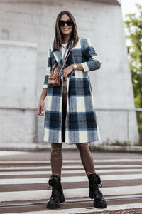 Double Take Full Size Plaid Button Up Lapel Collar Coat - Happily Ever Atchison Shop Co.