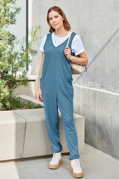 Double Take Full Size Sleeveless Straight Jumpsuit - Happily Ever Atchison Shop Co.