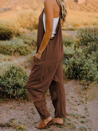 Double Take Full Size Sleeveless V - Neck Pocketed Jumpsuit - Happily Ever Atchison Shop Co.