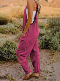 Double Take Full Size Sleeveless V - Neck Pocketed Jumpsuit - Happily Ever Atchison Shop Co.