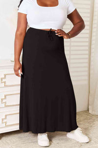 Double Take Full Size Soft Rayon Drawstring Waist Maxi Skirt Rayon - Happily Ever Atchison Shop Co.