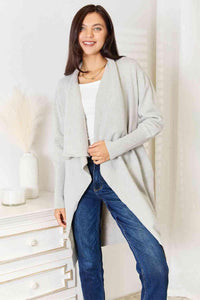 Double Take Open Front Duster Cardigan with Pockets - Happily Ever Atchison Shop Co.