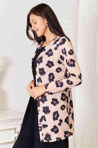 Double Take Printed Button Front Longline Cardigan - Happily Ever Atchison Shop Co.