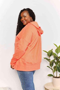 Double Take Quarter-Snap Dropped Shoulder Hoodie - Happily Ever Atchison Shop Co.