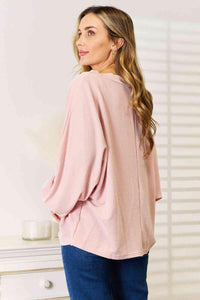 Double Take Ribbed Long Sleeve Top - Happily Ever Atchison Shop Co.