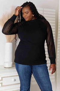 Double Take Round Neck Raglan Sleeve Blouse - Happily Ever Atchison Shop Co.