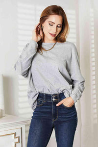 Double Take Seam Detail Round Neck Long Sleeve Top - Happily Ever Atchison Shop Co.