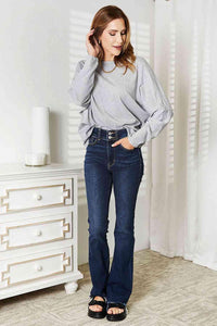 Double Take Seam Detail Round Neck Long Sleeve Top - Happily Ever Atchison Shop Co.