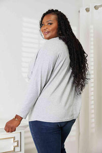 Double Take Seam Detail Round Neck Long Sleeve Top - Happily Ever Atchison Shop Co.