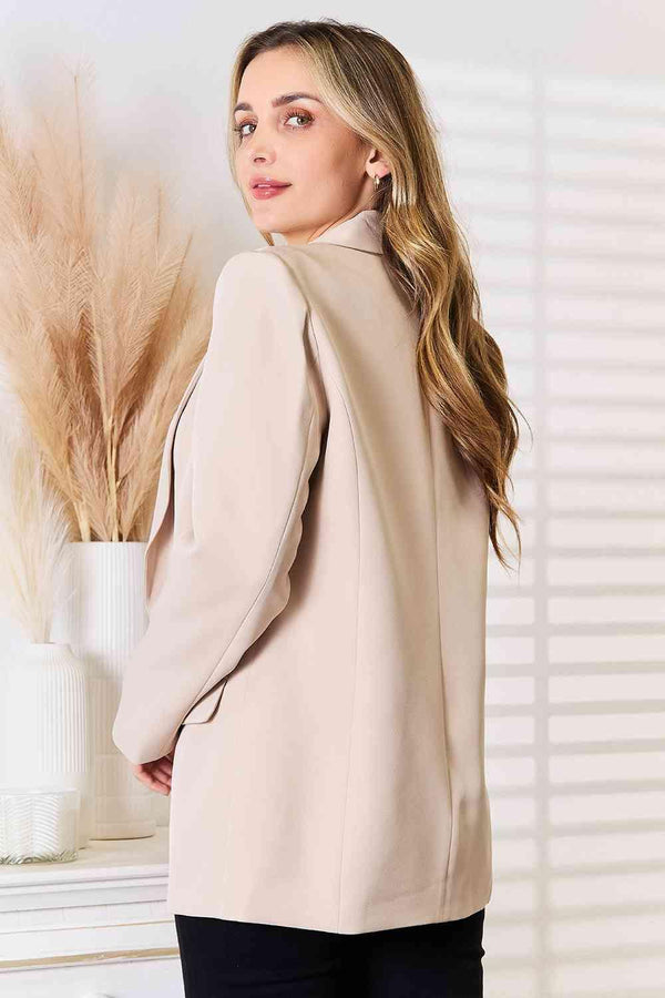 Double Take Shawl Collar Long Sleeve Blazer - Happily Ever Atchison Shop Co.