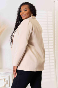 Double Take Shawl Collar Long Sleeve Blazer - Happily Ever Atchison Shop Co.