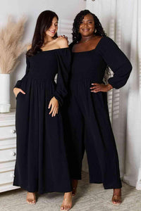 Double Take Square Neck Jumpsuit with Pockets - Happily Ever Atchison Shop Co.