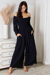 Double Take Square Neck Jumpsuit with Pockets - Happily Ever Atchison Shop Co.