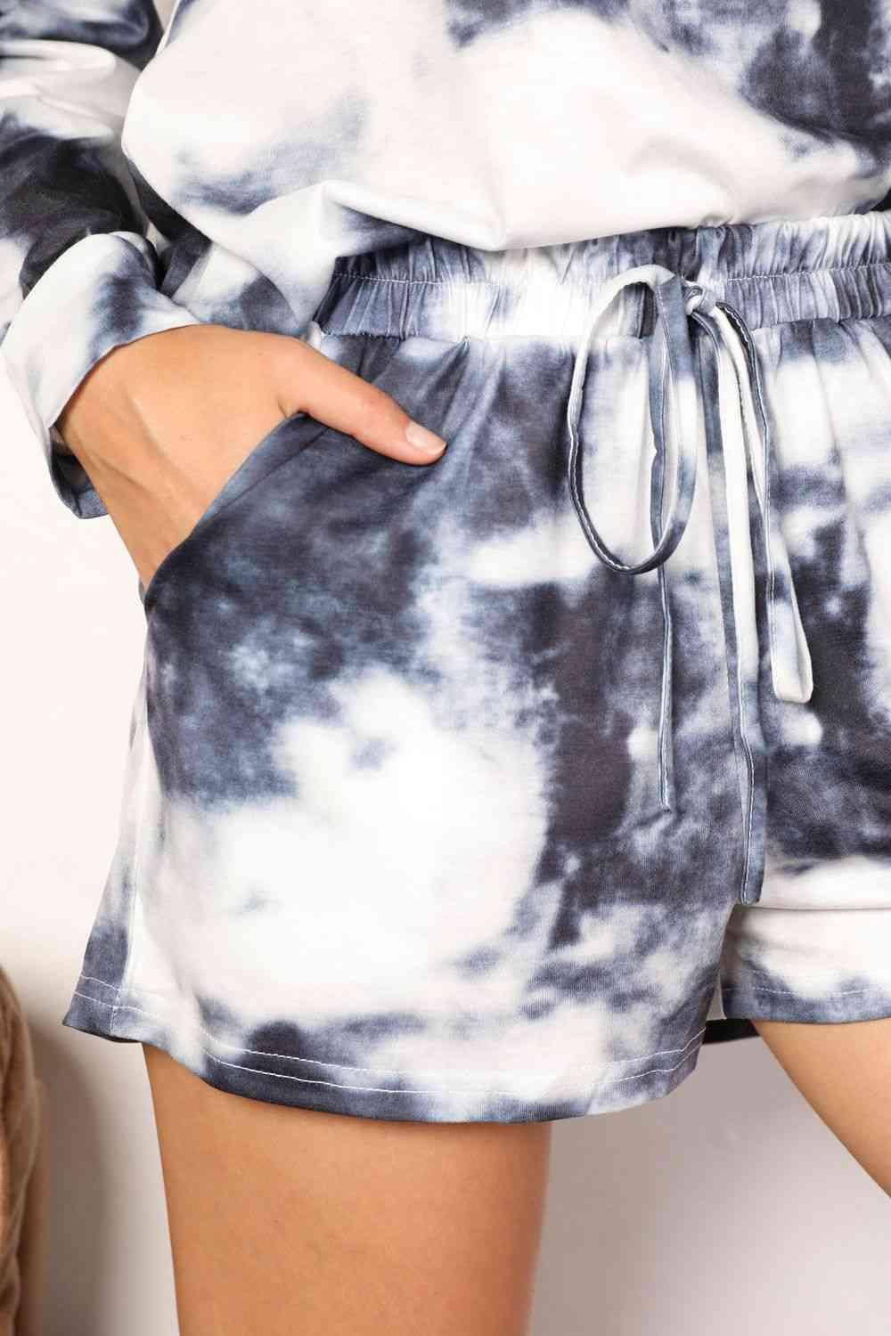 Double Take Tie-Dye Round Neck Top and Shorts Lounge Set - Happily Ever Atchison Shop Co.