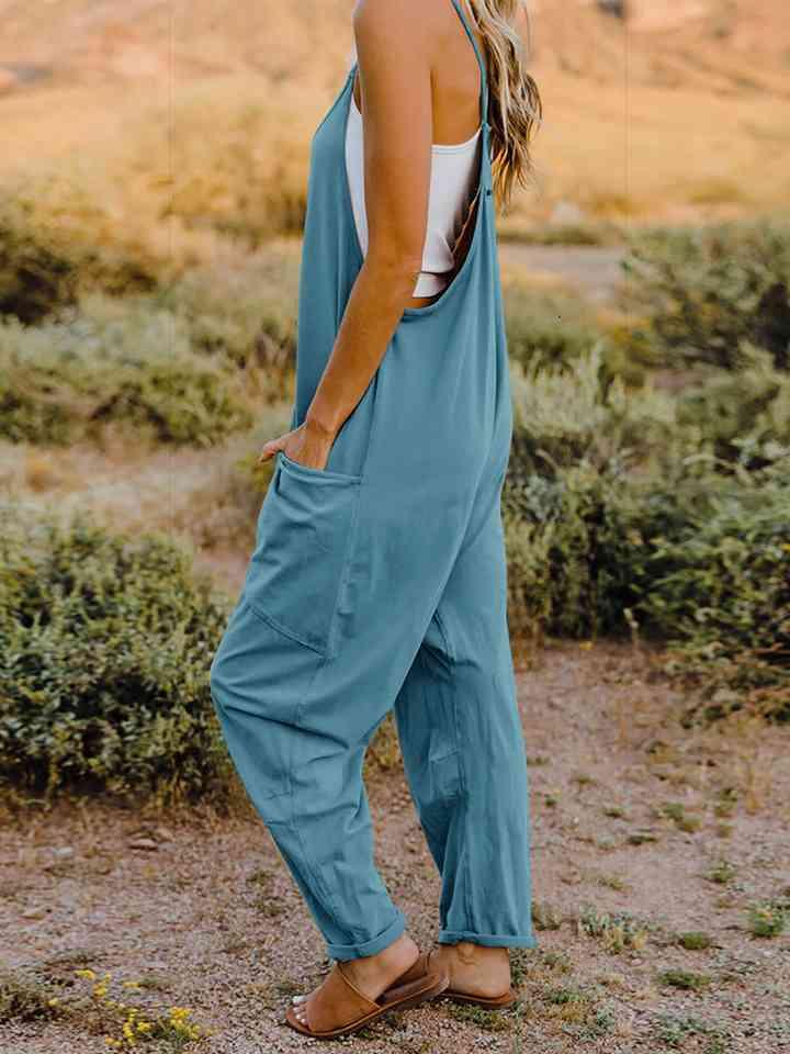 Double Take V-Neck Sleeveless Jumpsuit with Pocket - Happily Ever Atchison Shop Co.