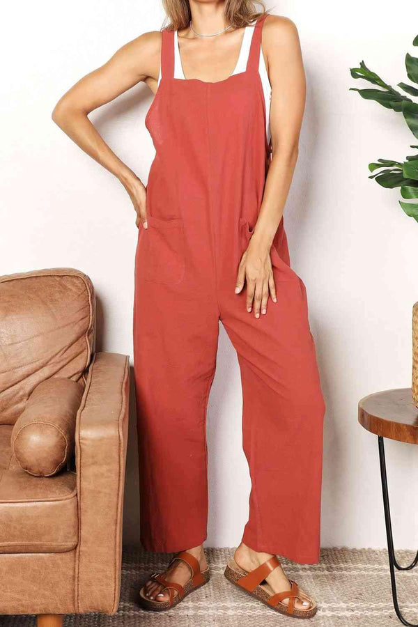 Double Take Wide Leg Overalls with Front Pockets - Happily Ever Atchison Shop Co.