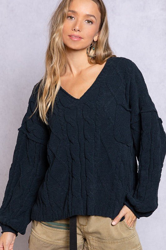 Dreamy V-Neck Sweater with Chain Detail - Happily Ever Atchison Shop Co.