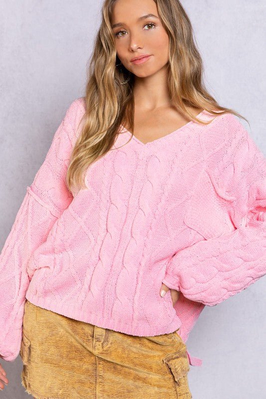 Dreamy V-Neck Sweater with Chain Detail - Happily Ever Atchison Shop Co.