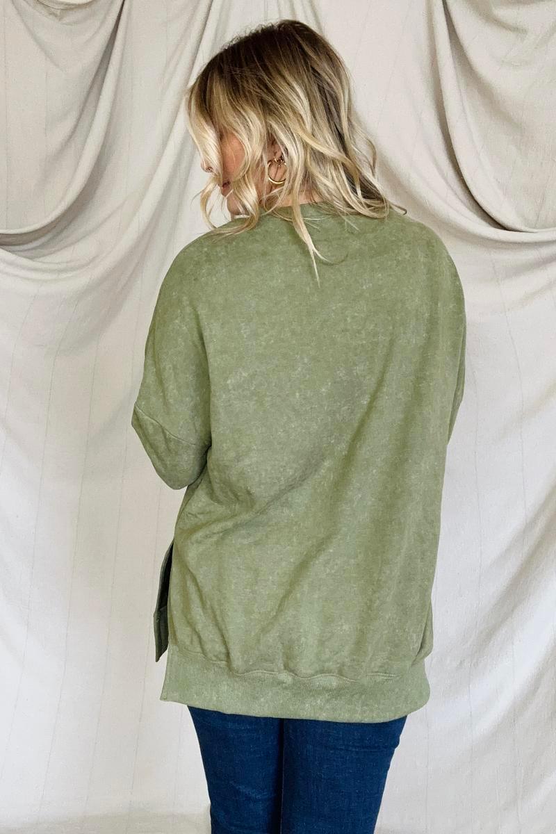 Drop Shoulder Ribbed Trim Oversized Sweatshirt - Happily Ever Atchison Shop Co.