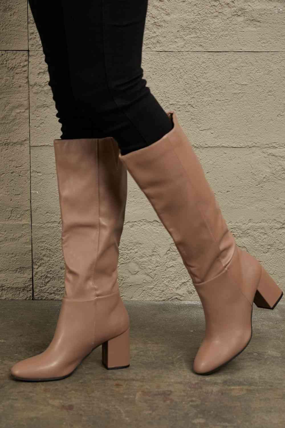 East Lion Corp Block Heel Knee High Boots - Happily Ever Atchison Shop Co.