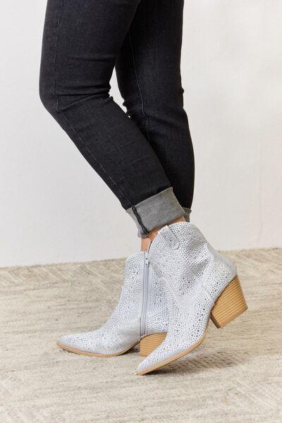 East Lion Corp Rhinestone Ankle Cowboy Boots - Happily Ever Atchison Shop Co.