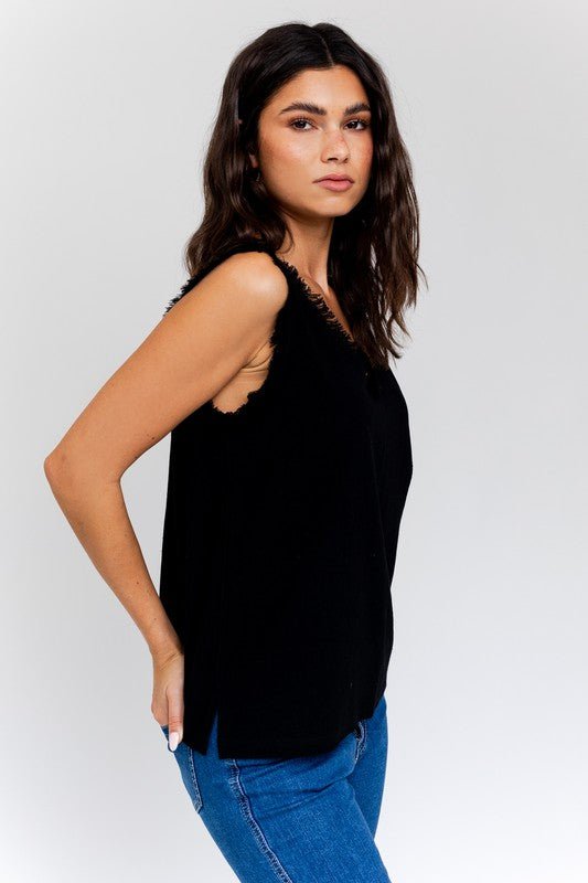 Edgy Frayed Top - Happily Ever Atchison Shop Co.