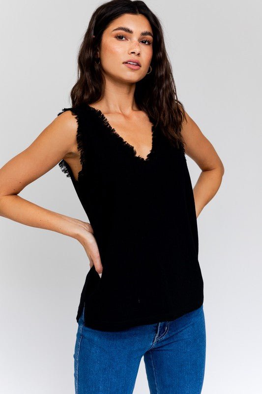 Edgy Frayed Top - Happily Ever Atchison Shop Co.