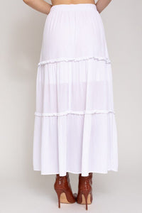 Elastic Waist Merrow Edge Tiered Midi Skirt - Happily Ever Atchison Shop Co.