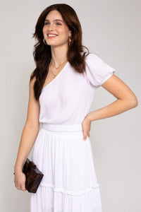 Elastic Waist Merrow Edge Tiered Midi Skirt - Happily Ever Atchison Shop Co.