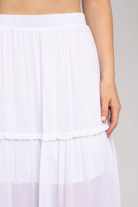 Elastic Waist Merrow Edge Tiered Midi Skirt - Happily Ever Atchison Shop Co.