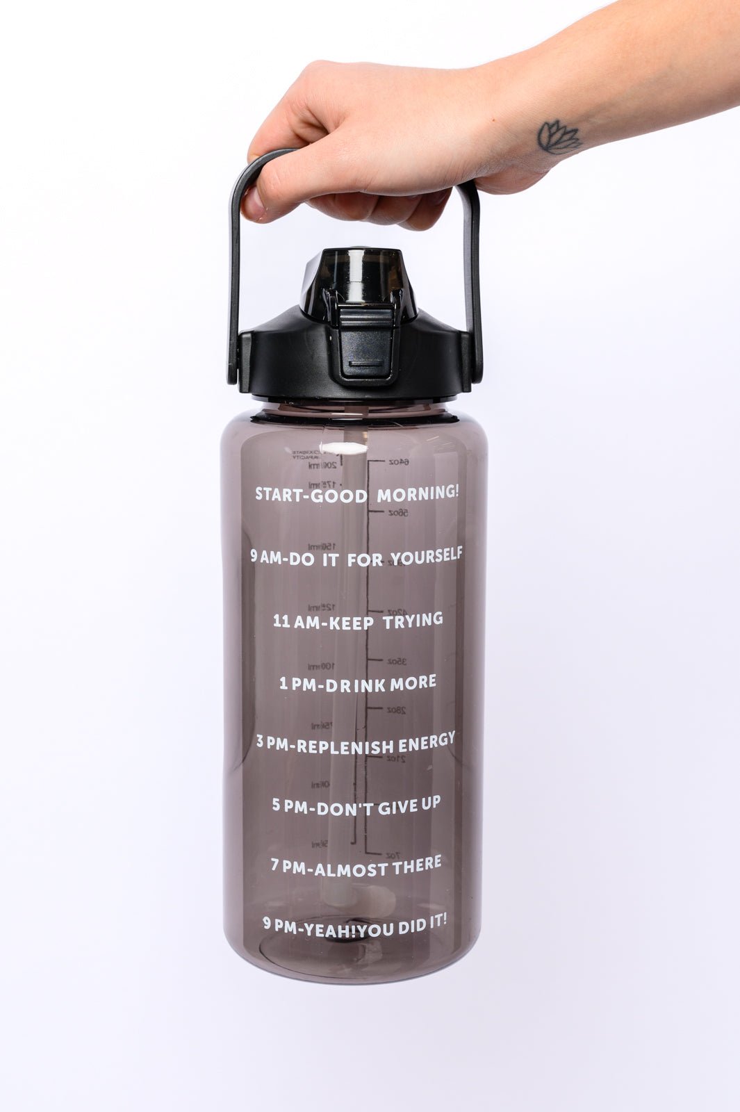 Elevated Water Tracking Bottle in Black - Happily Ever Atchison Shop Co.