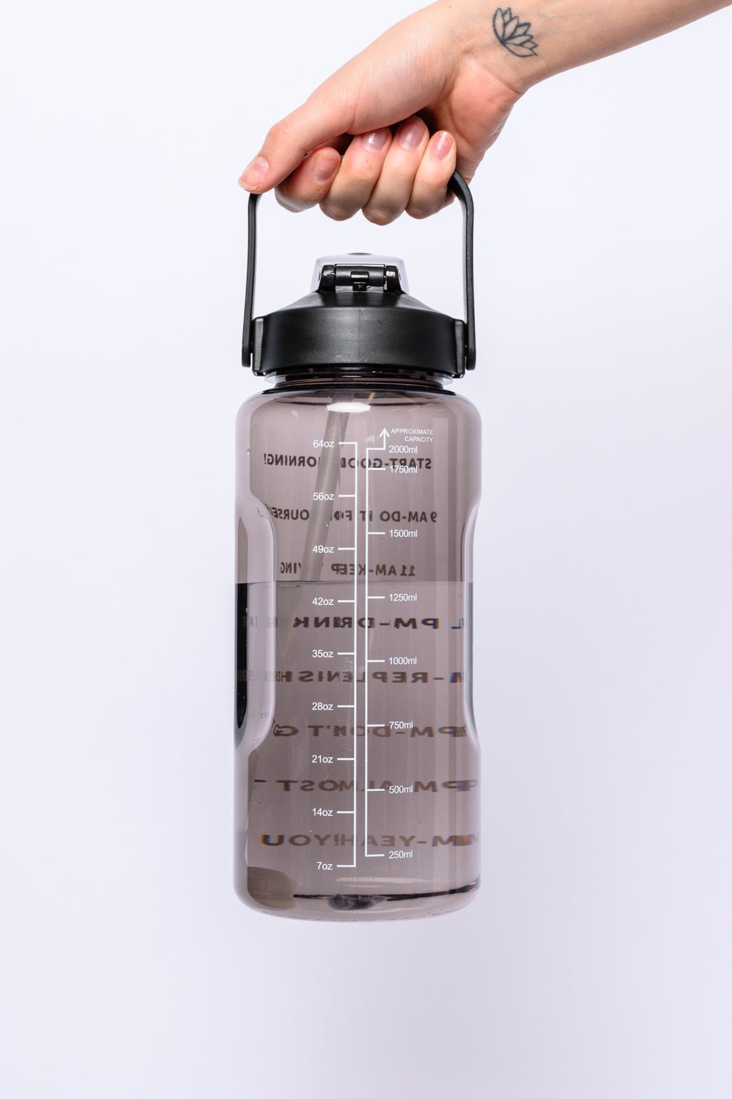 Elevated Water Tracking Bottle in Black - Happily Ever Atchison Shop Co.