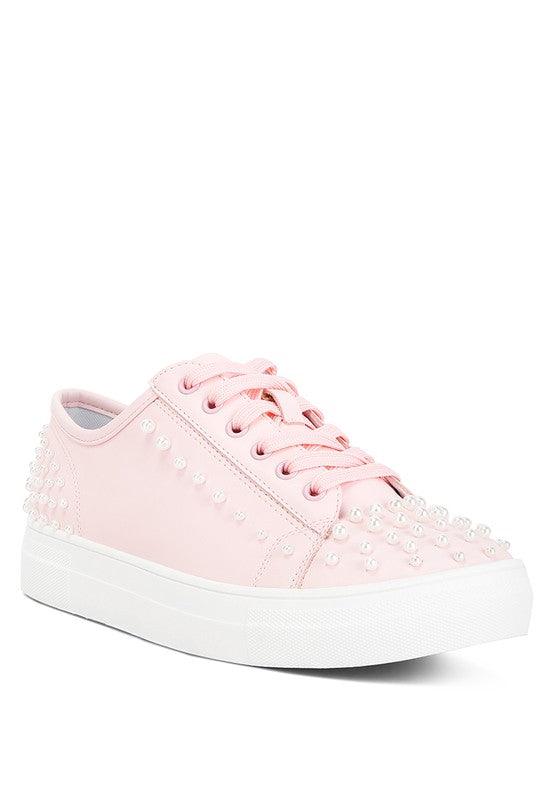 Elizha Stud Embellished Lace Up Sneakers - Happily Ever Atchison Shop Co.