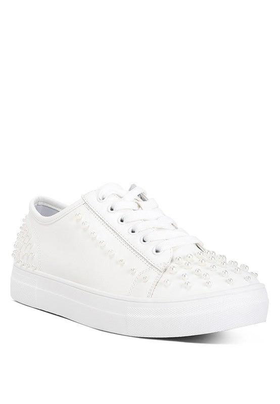 Elizha Stud Embellished Lace Up Sneakers - Happily Ever Atchison Shop Co.