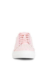 Elizha Stud Embellished Lace Up Sneakers - Happily Ever Atchison Shop Co.