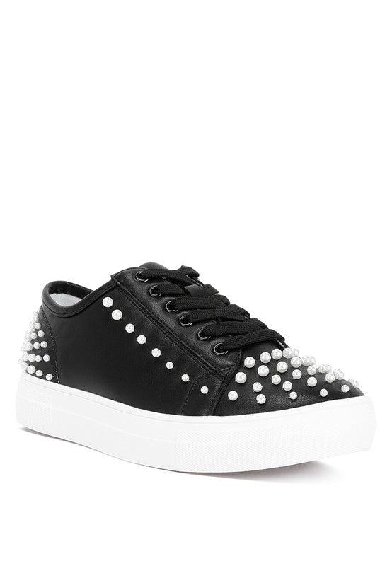 Elizha Stud Embellished Lace Up Sneakers - Happily Ever Atchison Shop Co.