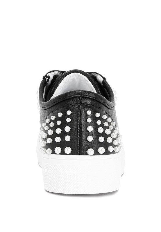 Elizha Stud Embellished Lace Up Sneakers - Happily Ever Atchison Shop Co.