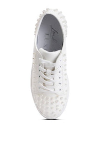 Elizha Stud Embellished Lace Up Sneakers - Happily Ever Atchison Shop Co.