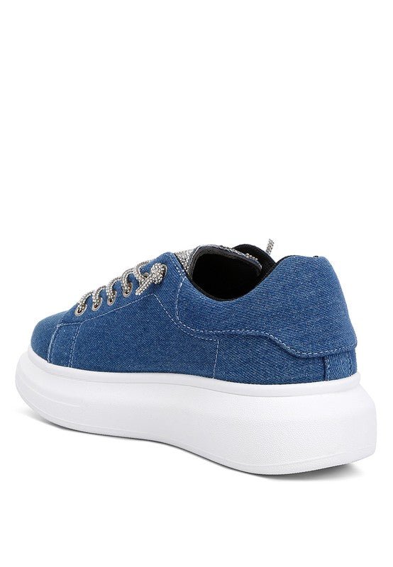 Ena Rhinestone Embellished Denim Sneakers - Happily Ever Atchison Shop Co.