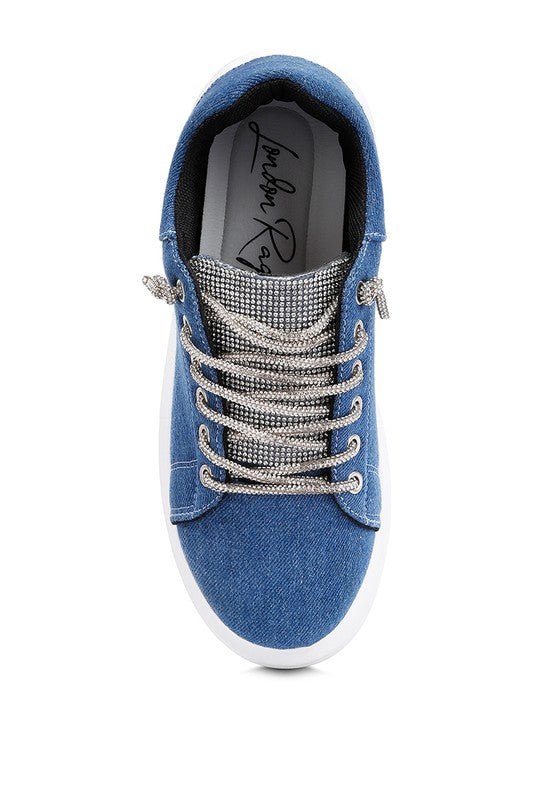 Ena Rhinestone Embellished Denim Sneakers - Happily Ever Atchison Shop Co.