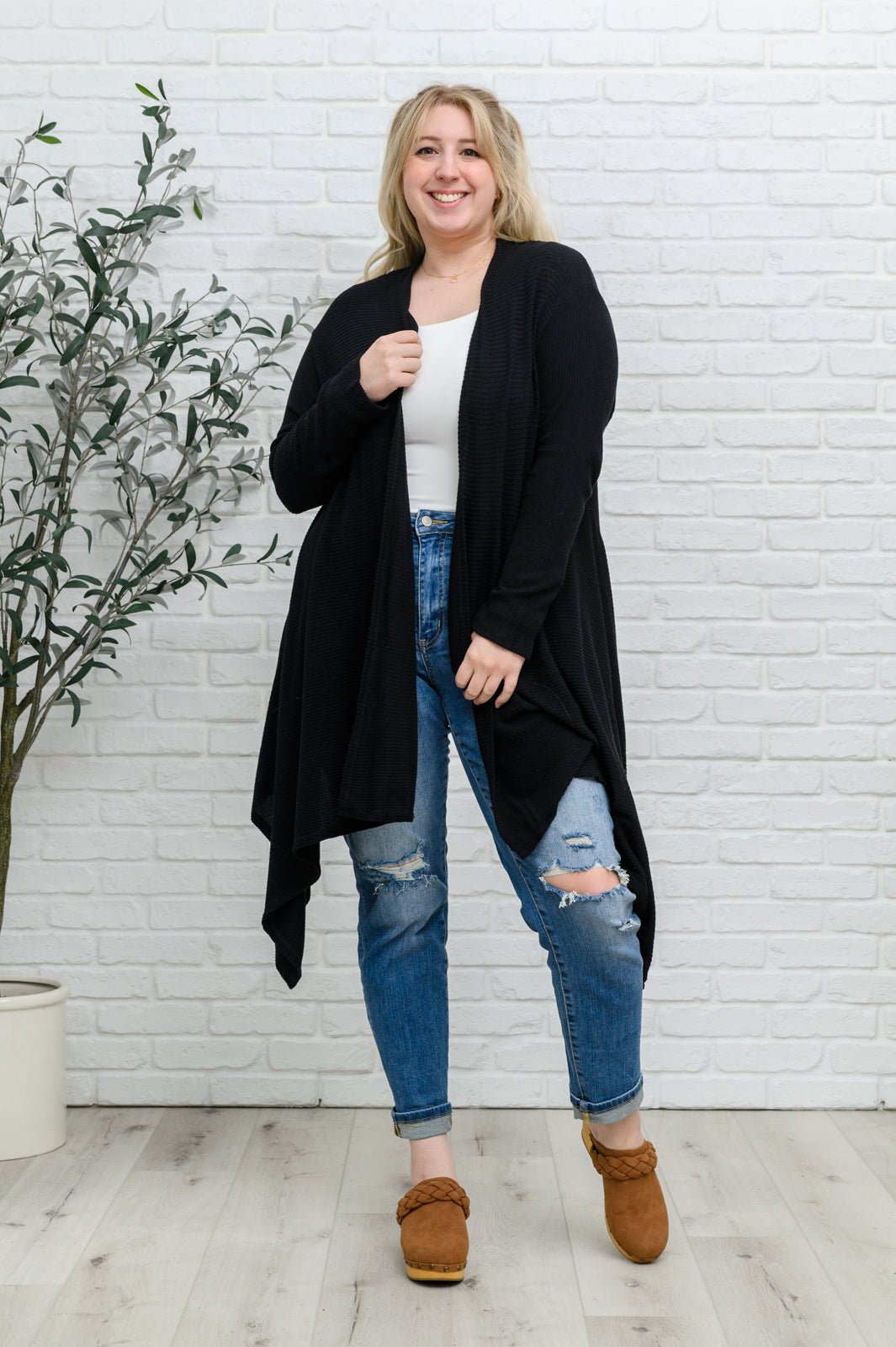 Ever Soft Cascade Cardigan With Pockets In Black - Happily Ever Atchison Shop Co.