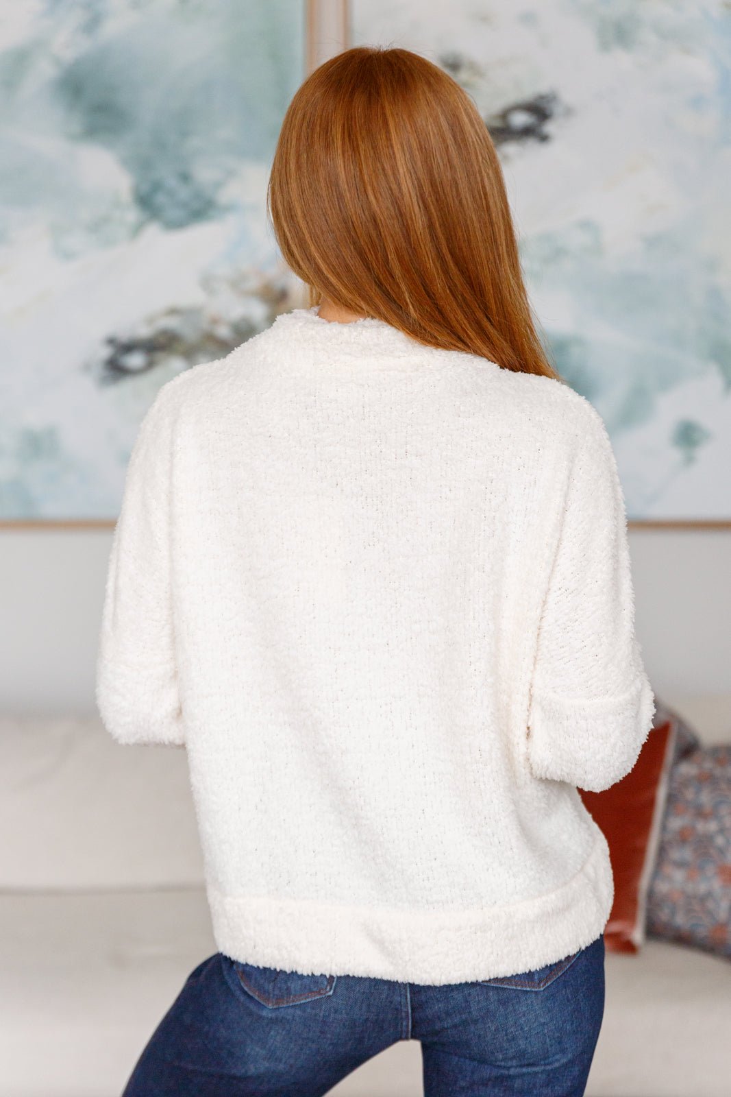 Expecting Snow Mock Neck Boucle Sweater - Happily Ever Atchison Shop Co.