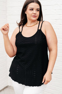 Eye on the Prize Eyelet Tank in Black - Happily Ever Atchison Shop Co.