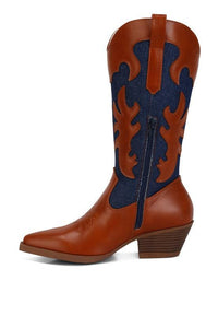 Fallon Faux Leather Patchwork Cowboy Boots - Happily Ever Atchison Shop Co.