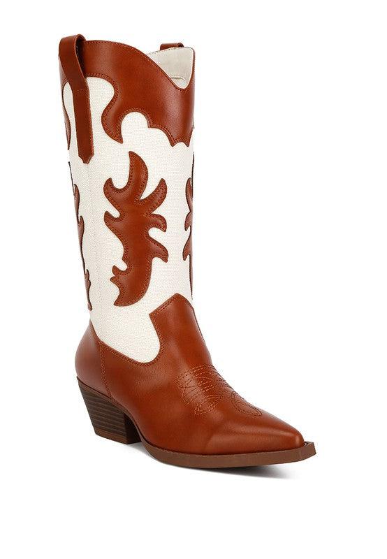 Fallon Faux Leather Patchwork Cowboy Boots - Happily Ever Atchison Shop Co.