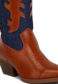 Fallon Faux Leather Patchwork Cowboy Boots - Happily Ever Atchison Shop Co.